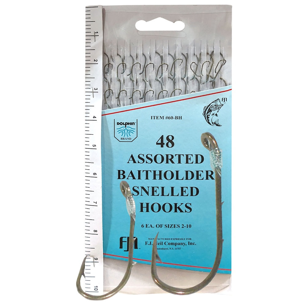 F.J.NEIL Assorted Snelled Baitholder Hooks 48 Pack